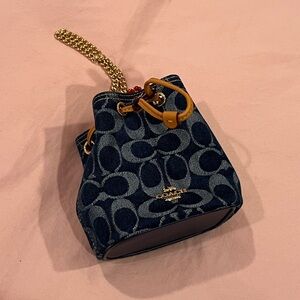 COACH Drawstring Wristlet Denim